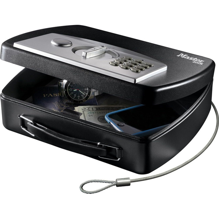 MASTER LOCK Portable Safe with Combination Lock and Cable - P008EML - Secure Storage for Electronics, Documents, Cash & More