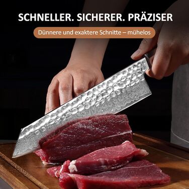 Кухонний ніж YOTSUBA Hackmesser 18 см, кухонний тесак, професійний ніж для м'яса та овочів, з ергономічною ручкою Pakkawood