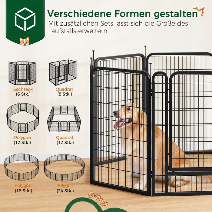 Переносний вольєр для собак Yaheetech 100 см, 16 частин, з 2 дверцятами, для дому та саду, без інструментів