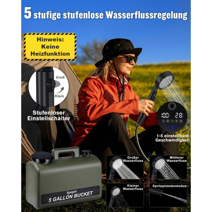 Портативна душова кабіна для кемпінгу з акумулятором 10000mAh та 20л баком. Комплект для відпочинку на природі, в авто та для миття тварин