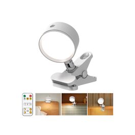 Нічник на ліжко акумуляторний бездротовий з USB-C, 5000mAh, з кліпсою, димуючий, з пультом, LED, 360° поворотний, для спальні, кемпінгу (білий)