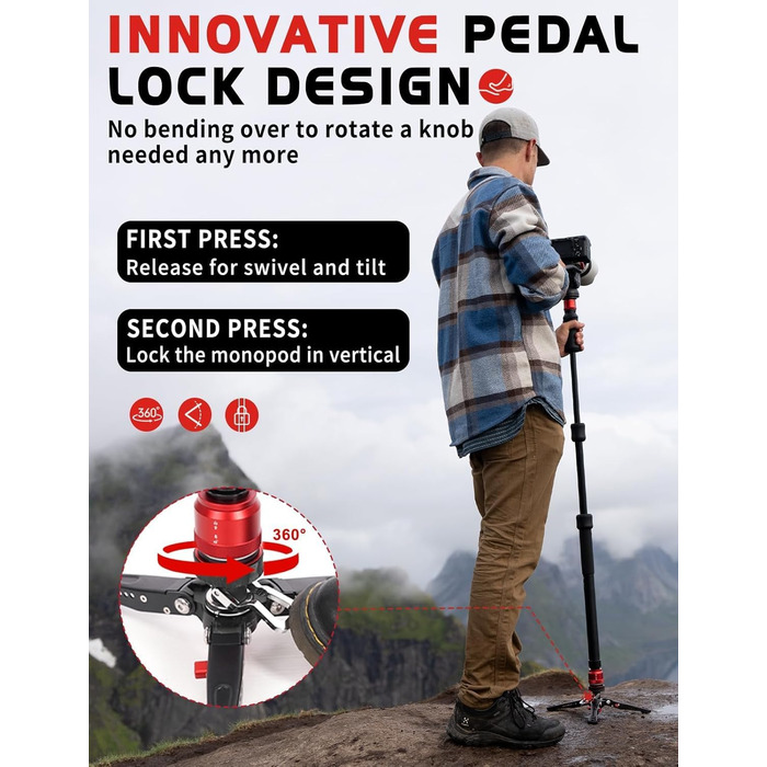 Штатив-монопод IFOOTAGE Cobra 3 C180F-P з підніжжям, 181 см, карбон, до 8 кг