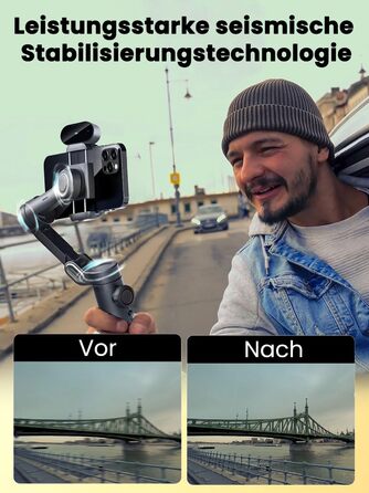 Стабілізатор для смартфона AOCHUAN 3-осьовий, складний, з фокусним колом, для iPhone та Android, Smart XE AI - для TikTok, YouTube, Vlog