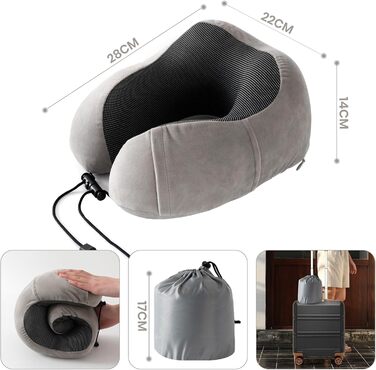 Подушка для шиї Good Nite для подорожей (літак, авто) - ергономічна, м'яка, сіра, для дорослих