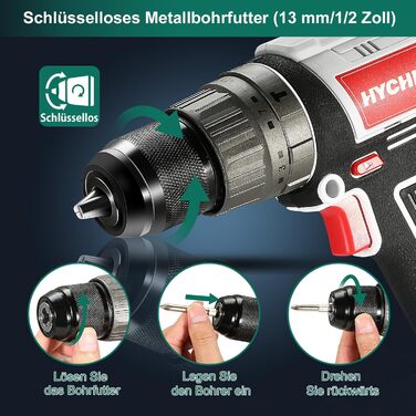 Акумуляторний шуруповерт HYCHIKA 18V, 45 Nm, 2.0 Ah, 21+3 ступені, 2 швидкості, з набором аксесуарів