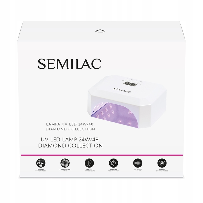 UV LED лампа для нігтів Semilac Diamond Collection 24W/48W, 36 діодів, біла