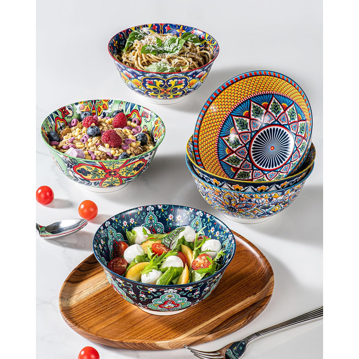 Тарілки для мюслі та супу HENXFEN, 6 шт. - кераміка, богемний стиль