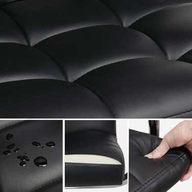 Крісло офісне Yaheetech, обертове, з регульованими підлокітниками, з штучної шкіри (Чорний)