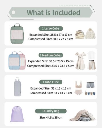 Набір органайзерів для валізи Narwey (5 шт.) - компресійні куби для подорожей, аксесуари для валізи