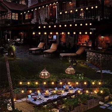 Світлодіодна гірлянда сонячна зовнішня 50 LED, 7.6 м, 8 режимів, кришталеві кулі, вологостійка, для саду, дерев, тераси, Різдва, весіль, свят (тепле біле світло)