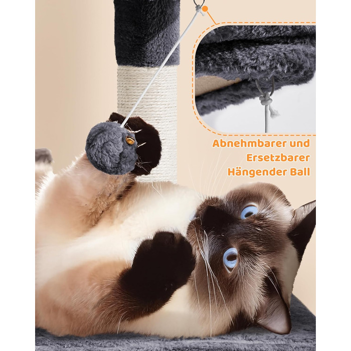 Котячий будиночок Yaheetech 159 см: стабільний котячий комплекс з будиночками та платформами, ігровий дім для котів, темно-сірий