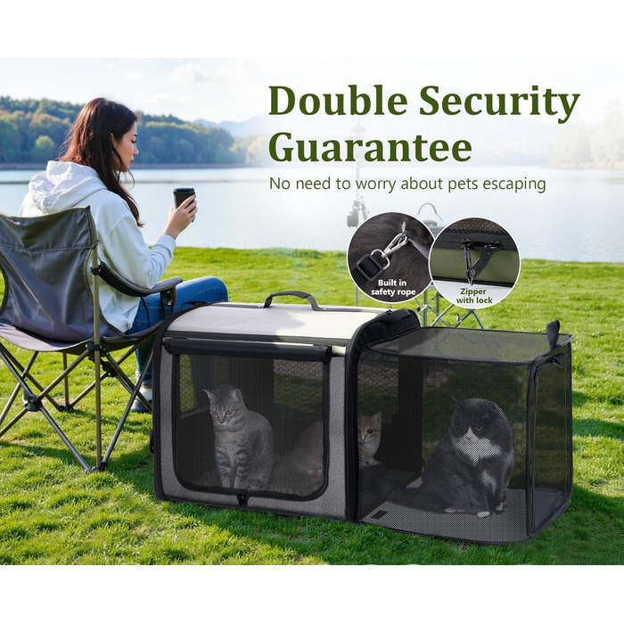 Транспортна переноска для собак Pecute: стабільна, складана, дихаюча, з ролетним віконцем (61x52x45 см)