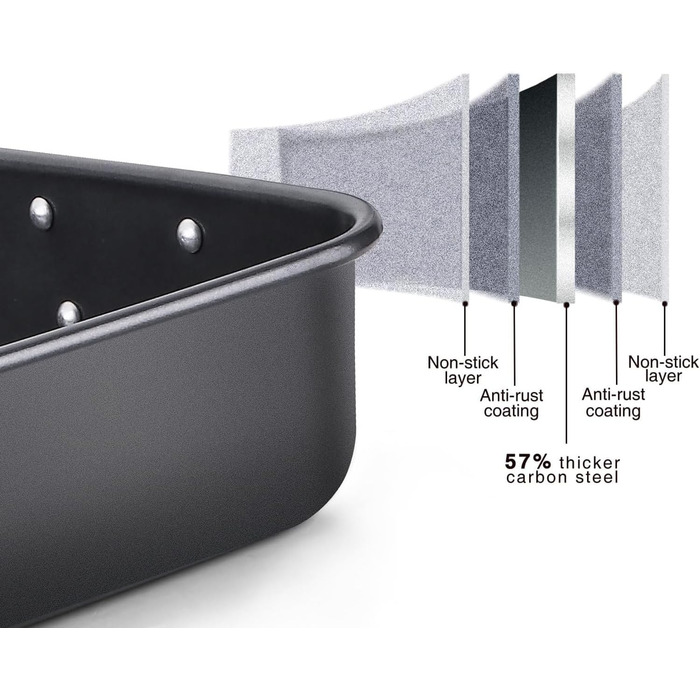 Форма для запікання LS Kitchen - Гратен для лазаньї з ручками, сталева жароміцна форма з антипригарним покриттям, набір 2 шт.