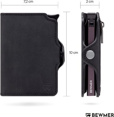 BEWMER Преміум картхолдер/візитниця | RFID захист від копіювання | Чоловіча та жіноча модель (Чорний)