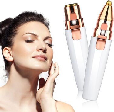 Електричний тример для видалення волосся URAQT 2-в-1: для обличчя, тіла, брів, губ та підборіддя. Вбудоване LED-підсвічування.