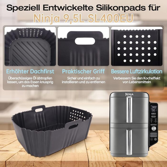 Стійка до високих температур підставка під фритюрницю, 48x30 см, силіконова килимок-підставка для Ninja, Cosori, Philips Airfryer, кухонна робоча поверхня, кавоварка