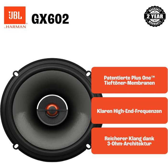 Автомобільні колонки JBL GX602 2-смугові 180 Вт 16,5 см Harman Kardon — динаміки для авто, акустика, автозвук