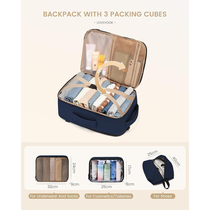 LOVEVOOK Рюкзак для ручної поклажі, 30L, чоловічий, для ноутбука 15.6