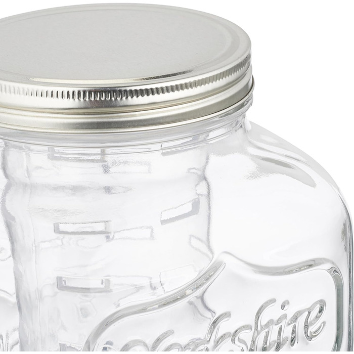 Диспенсер для напоїв Relaxdays з вставкою для фруктів, 4 л, кран та кришка, глечик, скло, метал, прозорий