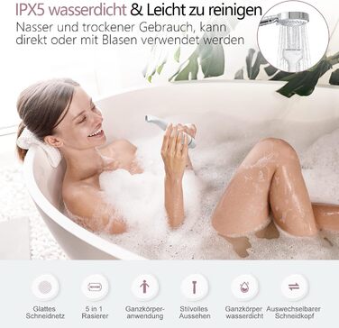 Електричний жіночий триммер 5-в-1 для бікіні, обличчя, ніг та під пахвами. Бездротовий, вологостійкий, з USB-зарядкою