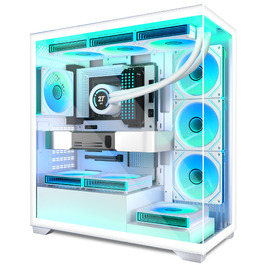 Ігровий корпус для ПК ANSAITE ATX Mid-Tower, 6 ARGB PWM вентиляторів, панорамне загартоване скло, підтримка радіатора 360мм, USB Type-C, Чорний