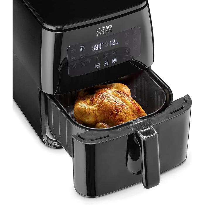 CASO AF 600 XL - large hot air fryer with a 6L basket volume, 12 automatic programs, sensor-touch control, timer from 1-60 minutes, removable basket (dishwasher-safe)