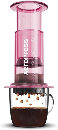 Прозора кавоварка AeroPress Clear 3-в-1: френч-прес, пуровер і еспресо, портативна міні-кавомашина для подорожей, без гіркоти, розмір S, рожева
