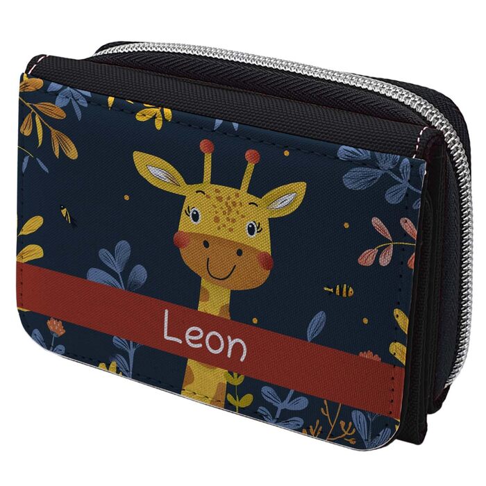 Wallet with name design (black, giraffe)