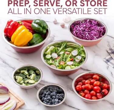 Набір мисок для змішування Cook With Color (6 шт.), нержавіюча сталь, рожевий