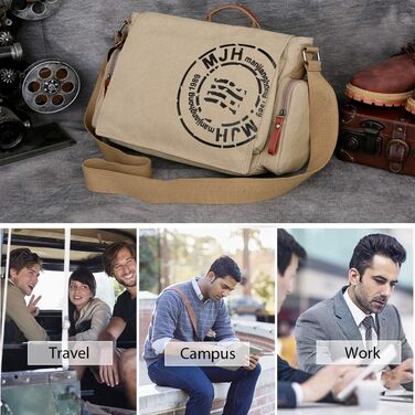 SDINAZ Leinwand Messenger Bag: Сумка-месенджер на плечі для iPad 7.9 дюймів, унісекс, з тканини для яхтингу, для роботи та подорожей, Army Green (Kaki)