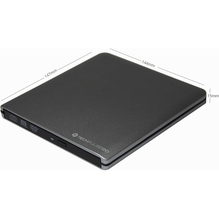 Зовнішній USB 3.0 DVD/CD привід-записувач techPulse120, портативний Slim Drive CDRW/DVDRW для ноутбука та ПК, алюміній, сірий