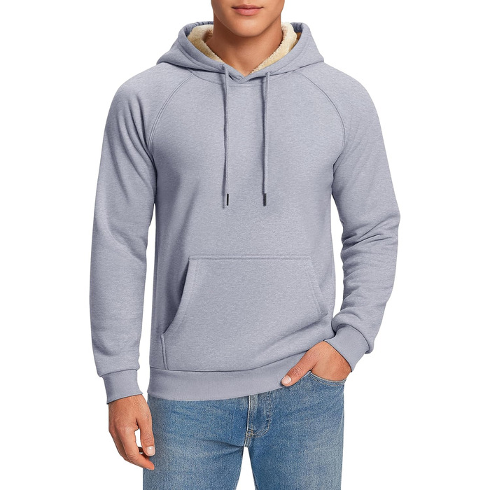 Світшот Cavva Hoodie для чоловіків з капюшоном: флісова підкладка, вітро- та водовідштовхуючий, бавовна, теплий, армійного кольору (світло-сірий, XXL)