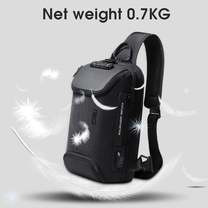 Чорний рюкзак BANGE Business Smart з USB-зарядкою, 15.6 дюймів, для ноутбука, водонепроникний, антикрадійний, середній, модний