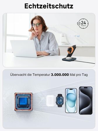 Бездротова зарядка 3-в-1 для Apple iPhone, Apple Watch та AirPods (чорний)