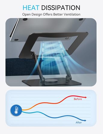Підставка для ноутбука Soundance: регульована висота, 360° обертання, для екранів 10-15.6 дюймів, чорний A-Black