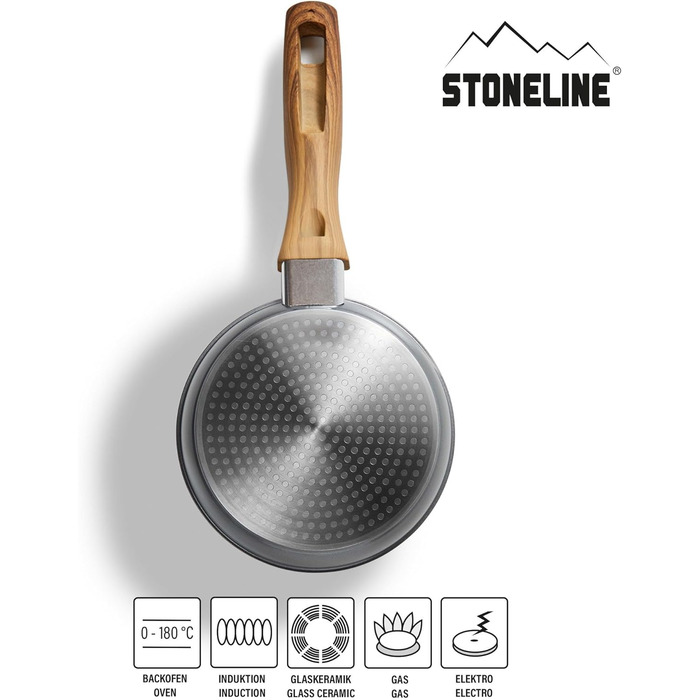 STONELINE Сковорода Back to Nature 28 см, Made in Germany, антипригарне покриття з натуральними каменями, для всіх типів плит (вкл. індукційні), смаження без жиру