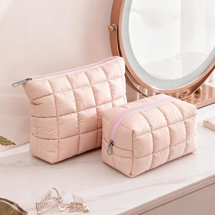 Набір косметичок для жінок: 3 шт. для макіяжу, подорожей та повсякденного використання (рожевий)