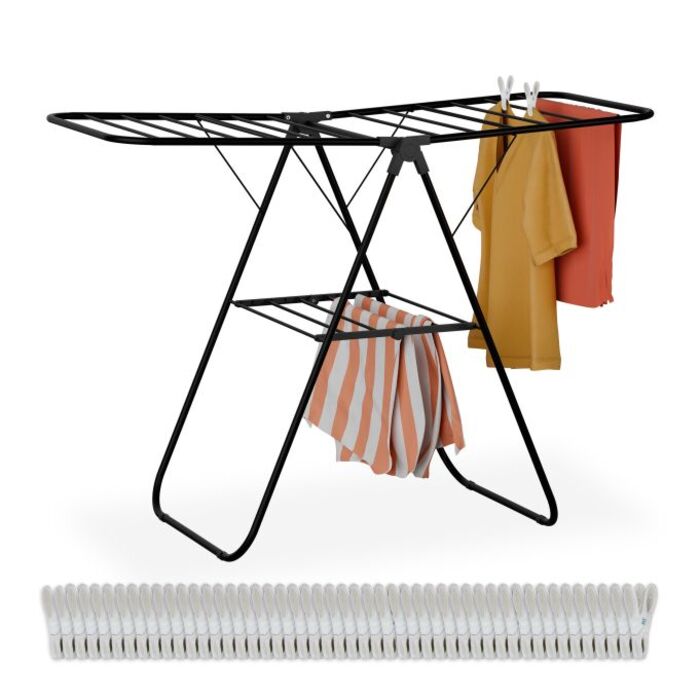 Relaxdays Folding Clothes Rack with Wings