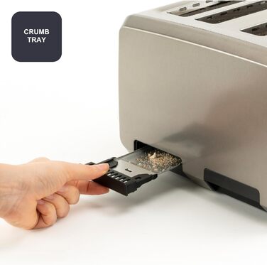 Тостер BLACK+DECKER BXTO1960E з цифровим керуванням, 1960 Вт, 4 слоти, 6 рівнів підсмажування, функції: стоп, підігрів, розморожування, автоматичне центрування, підігрівач для бутербродів