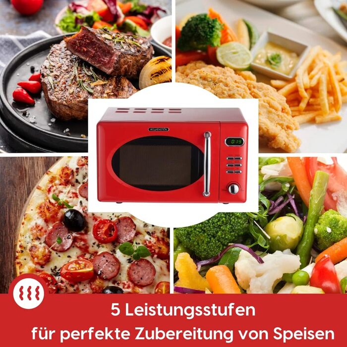 Мікрохвильова піч Wolkenstein Retro WMW720 I 700W, 20L, 5 рівнів потужності, 8 програм, розморожування, LED-дисплей