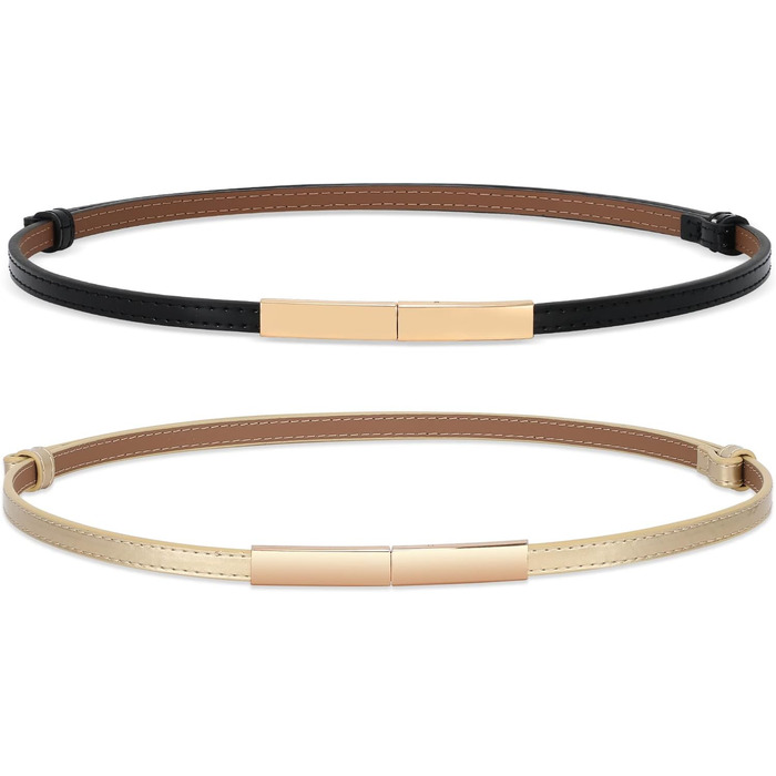 Жіночий вузький шкіряний ремінь WHIPPY з золотистою пряжкою, 105 см (для талії до 95 см)