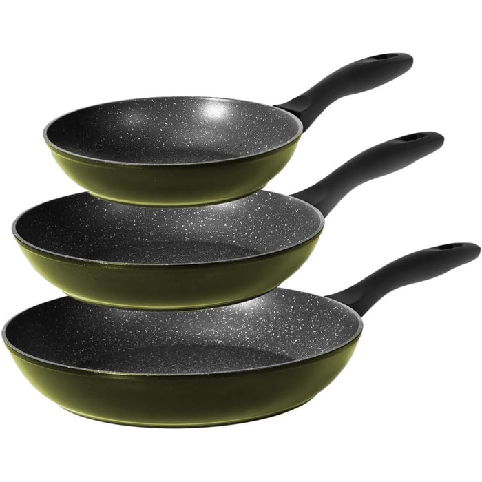 Набір антипригарних сковорідок Avilia (4 шт., 16-28 см) з покриттям AM Salus Hard System, ізольовані ручки, Made in Italy