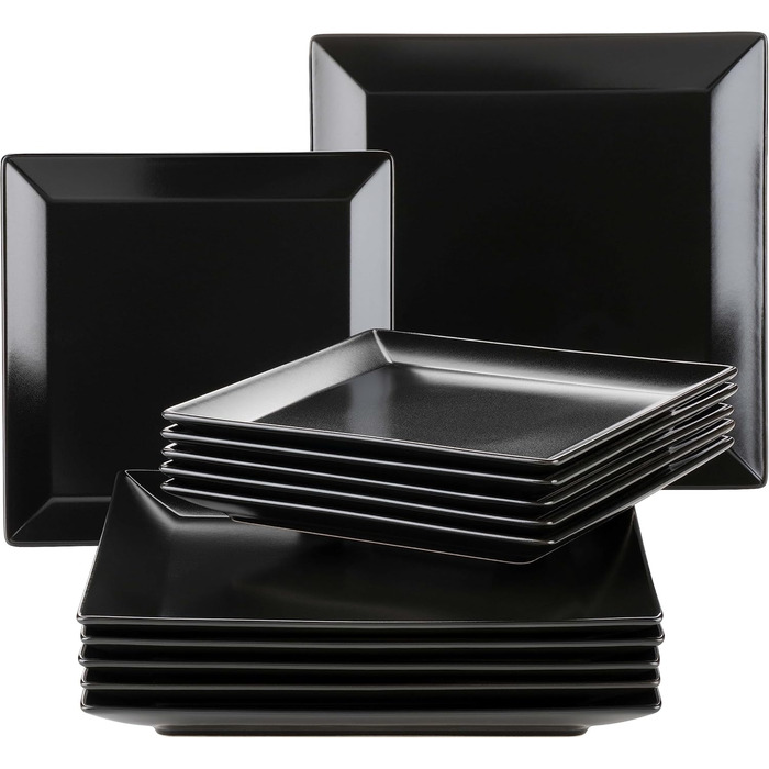 MÄSER Manhattan City: Сервіз столовий на 6 осіб з порцеляни, чорний