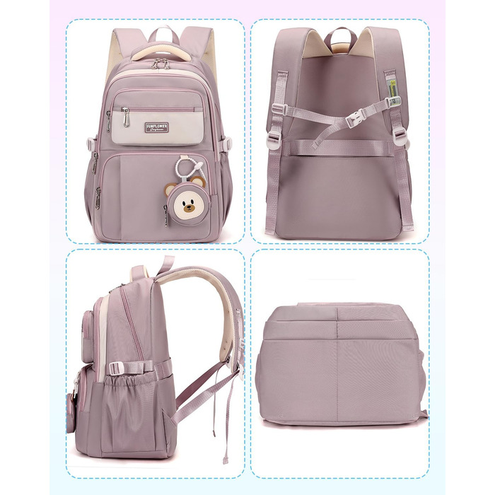 Дитячий рюкзак для дівчинки Kinderrucksack 32L, 2-10 клас, легкий, з дихаючою спинкою та м'якими лямками, для школи, 8+ років, фіолетовий