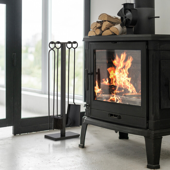 Relaxdays 5-Piece Fireplace Set in Black