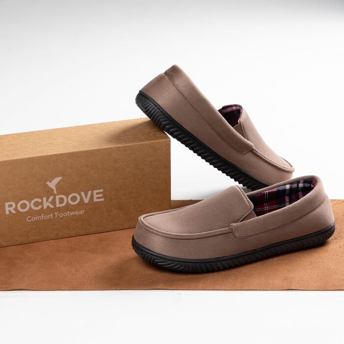 Чоловічі домашні тапочки RockDove Alexander з дихаючим фланелевим підкладкою та неслизькою підошвою з піни (44 EU, Мокка)