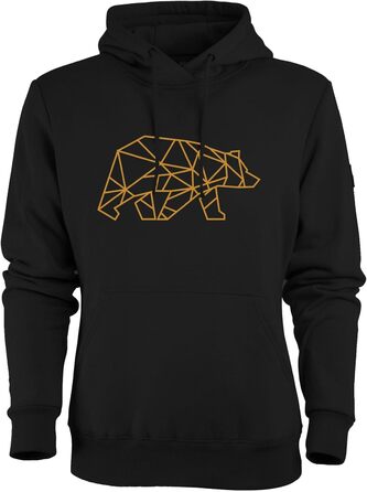 Чоловіча толстовка FORSBERG Pettarson з ведмежим логотипом | Скандинавський стиль, повсякденне носіння, для рукоділля та активного відпочинку (XL, Чорний/Бронзовий)