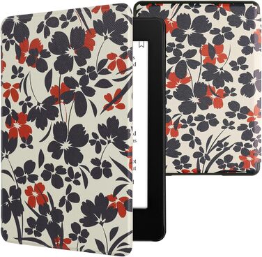 Чохол-книжка kwmobile для Amazon Kindle Paperwhite 11 (2021) - квітковий дизайн, магнітний замок, синьо-червоно-білий, захисний для електронного читача Kindle Paperwhite 11. Generation 2021