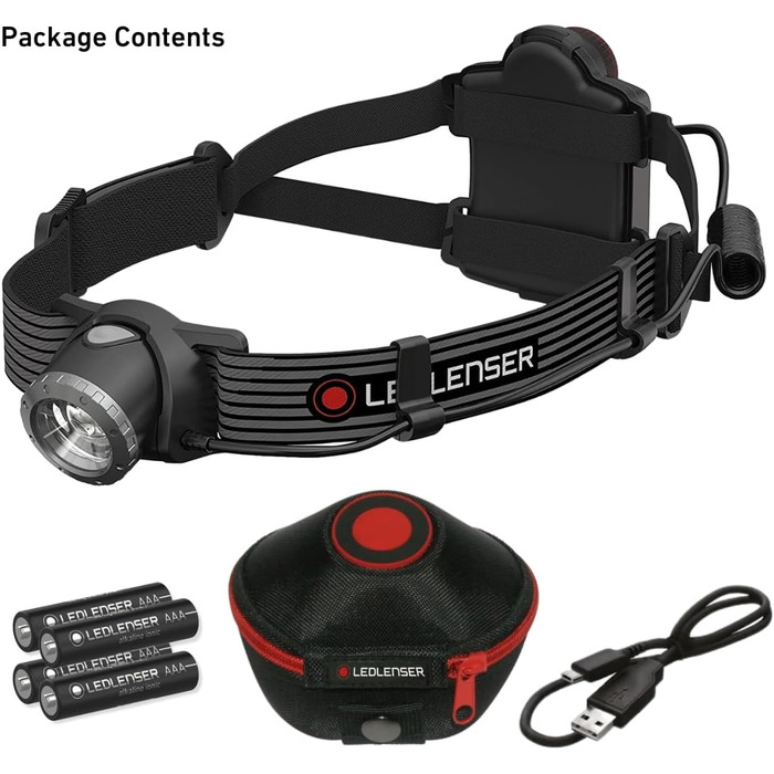 Ліхтар налобний Ledlenser H7 SE LED, 300 люмен, 160 м, фокусування, з заднім світлом, до 30 годин, батарейки та USB-кабель