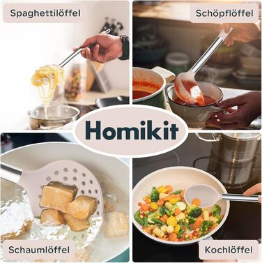 Набір кухонного приладдя Homikit 10 шт. силіконові, з нержавіючої сталі, антипригарні, жаростійкі, для посуду, хакі